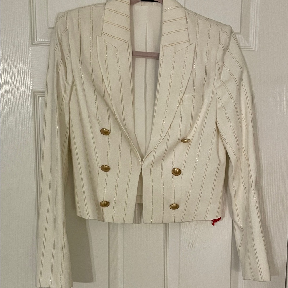 Elie Tahari Cream Blazer with Gold Buttons